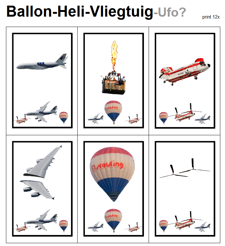 Ballon-Heli-vliegtuig kaartenspel